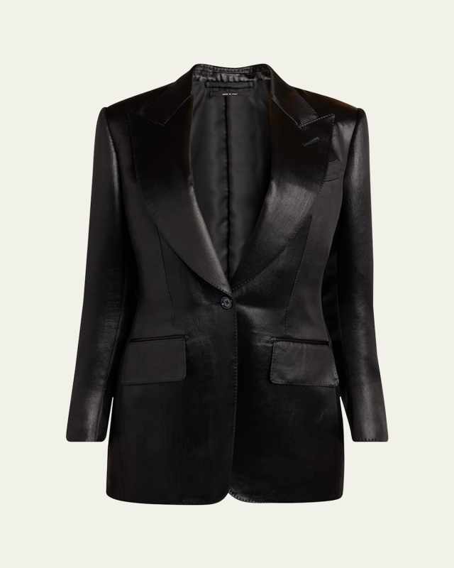 Liquid Satin Single-Breasted Blazer Jacket